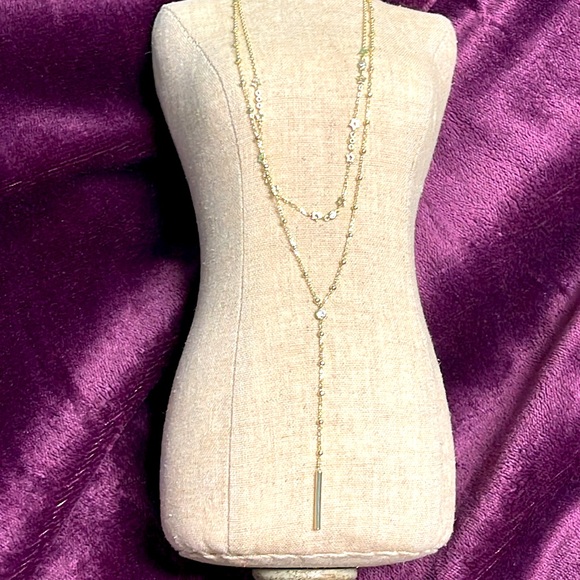 925S GOLD PLATED MULTI STRAND GOLD STARS & CRYSTAL BEZEL SET MOONS NECKLACE - Picture 3 of 9